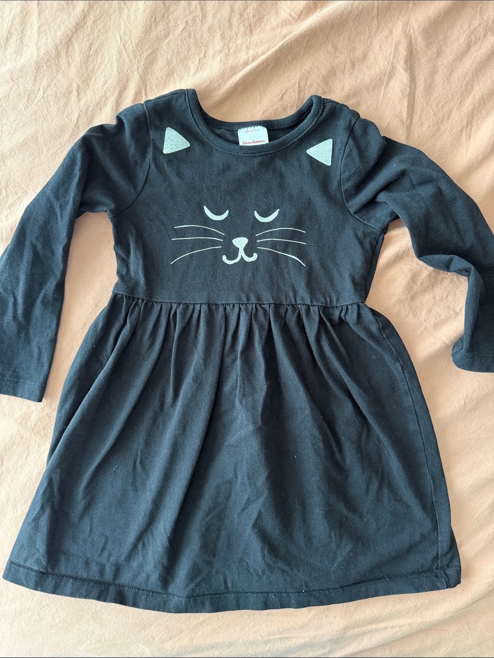 Hanna Andersson Black Dress with sparkle Cat Face